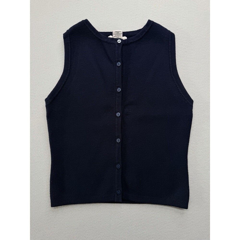 Sincerely Jules Navy Blue Button Front Sleeveless Knit Cardigan Women’s S